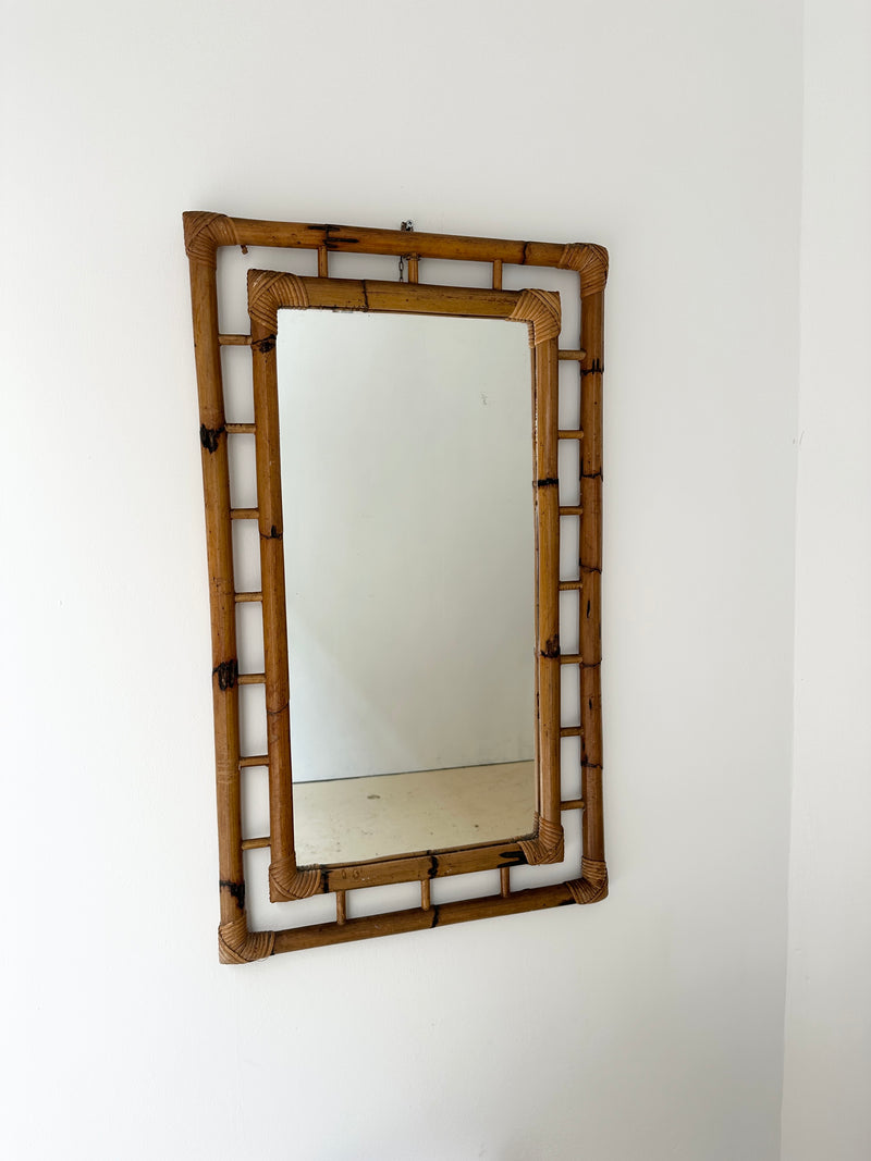 1950s Large Double edged Bamboo mirror