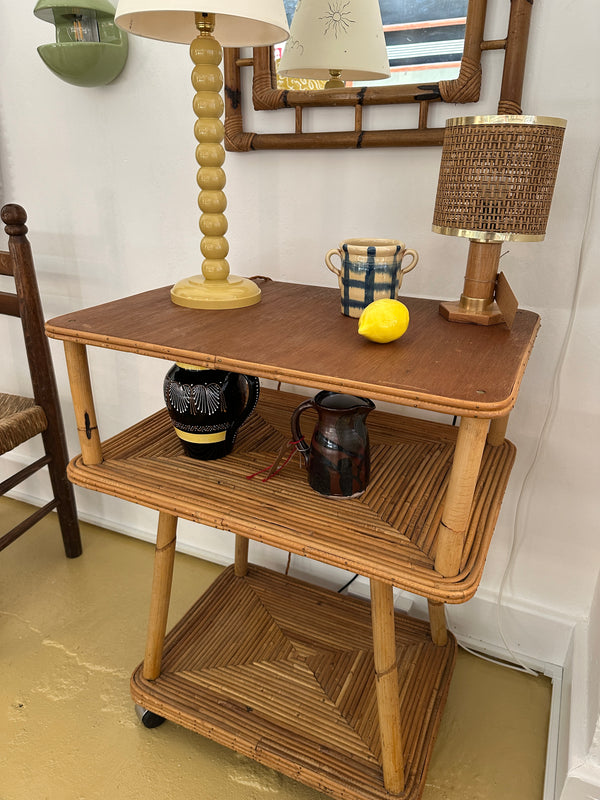 1960s Italian Split Reed Bamboo Console table