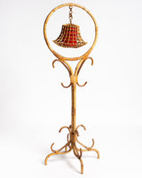 1960s Italian Bamboo Cage Floor lamp with red insert