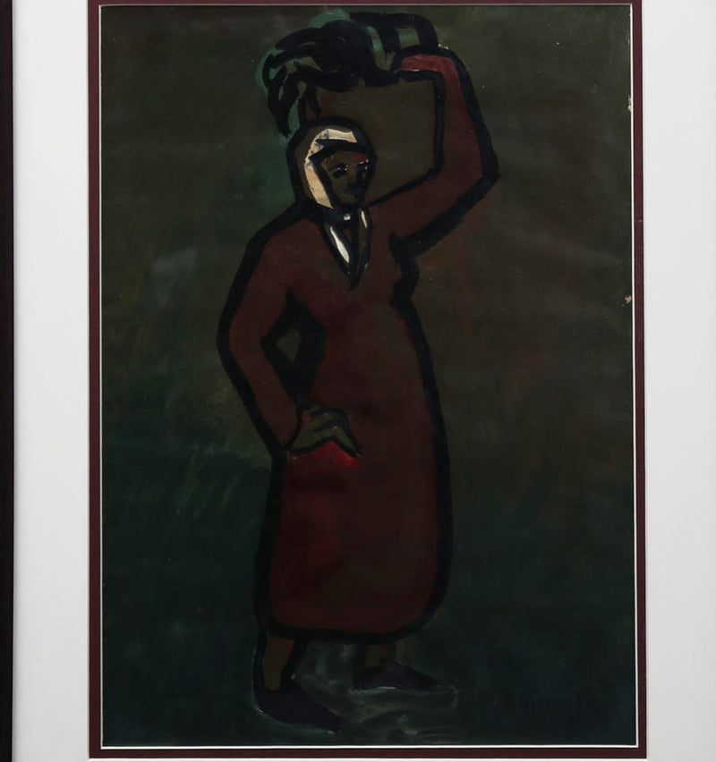 Woman carrying. Paint on paper.