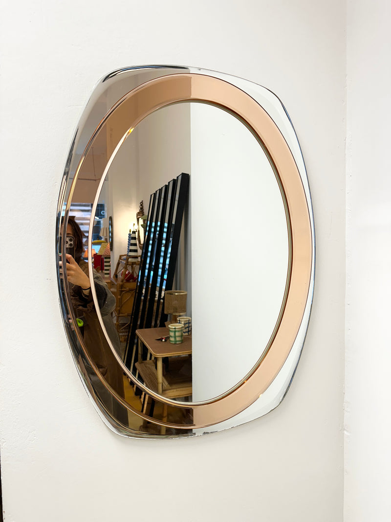 Cristal Arte Mirror peach mirror. c.1960s