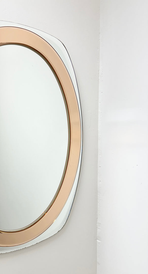 Cristal Arte Mirror peach mirror. c.1960s