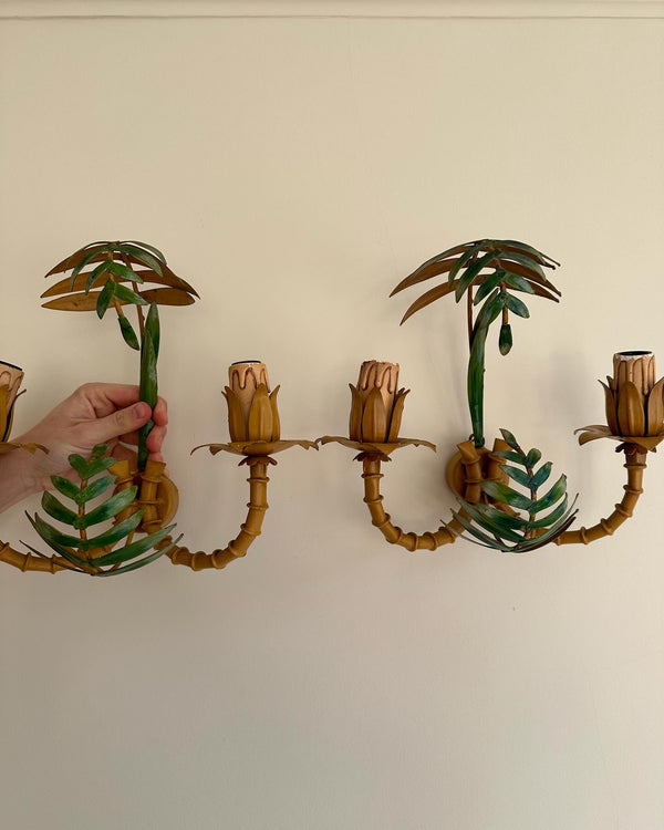 1950s Toleware Palm Wall lights