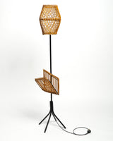 1950s Italian rattan and metal floor lamp