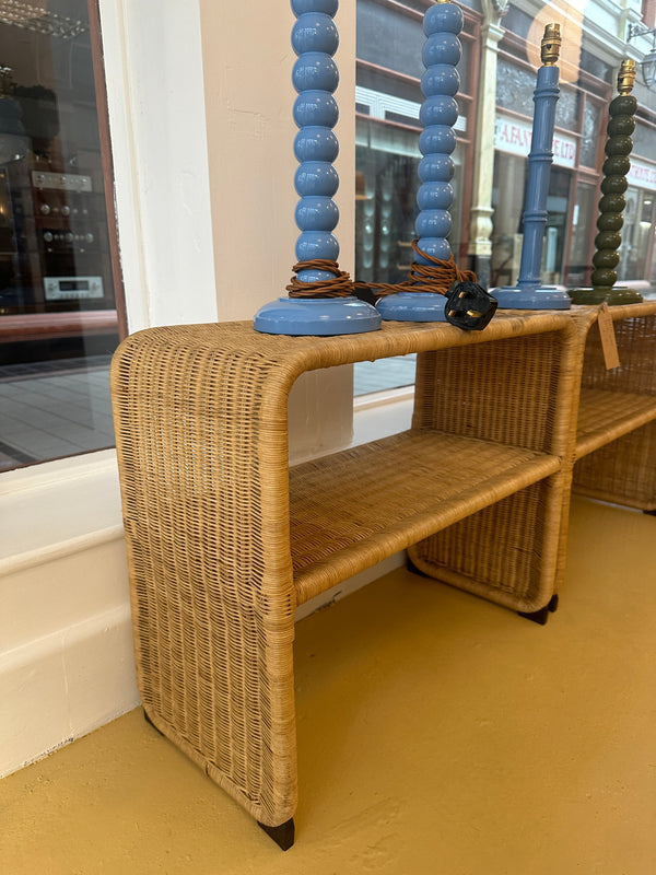 A pair of vintage rattan French bedsides/ side-tables - sold separately