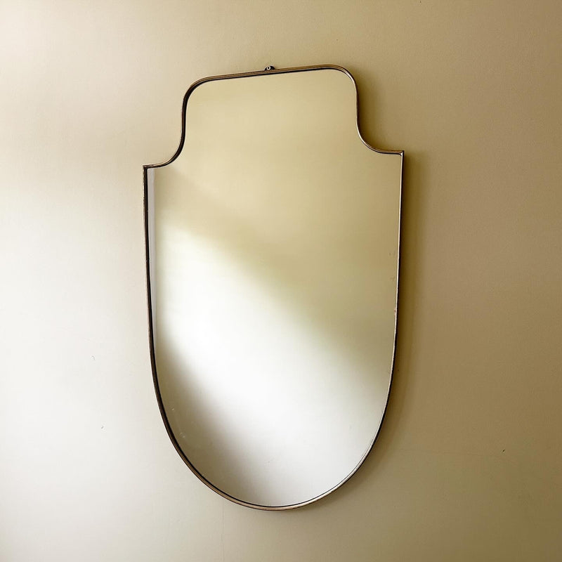 Italian Brass 1950s Shield Mirror