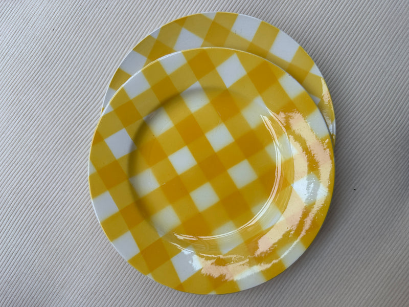 Yellow Gingham Plates