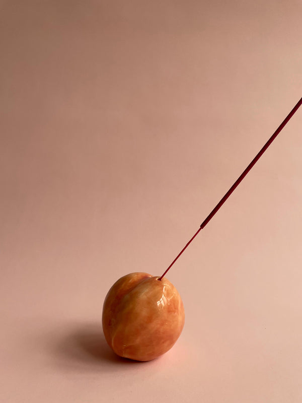 Ceramic Peach with incense holder 🍑