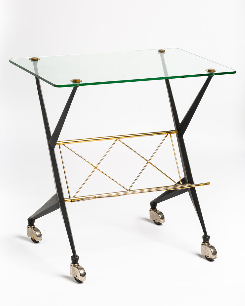 Angelo Ostuni 1950s Italian sidetable/serving cart.