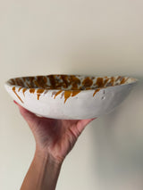 Mustard/mauve large heavy bottomed bowl