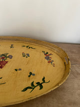 Vintage French hand painted metal tray