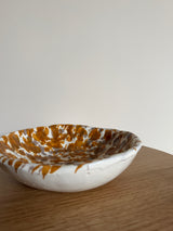 Mustard/mauve large heavy bottomed bowl