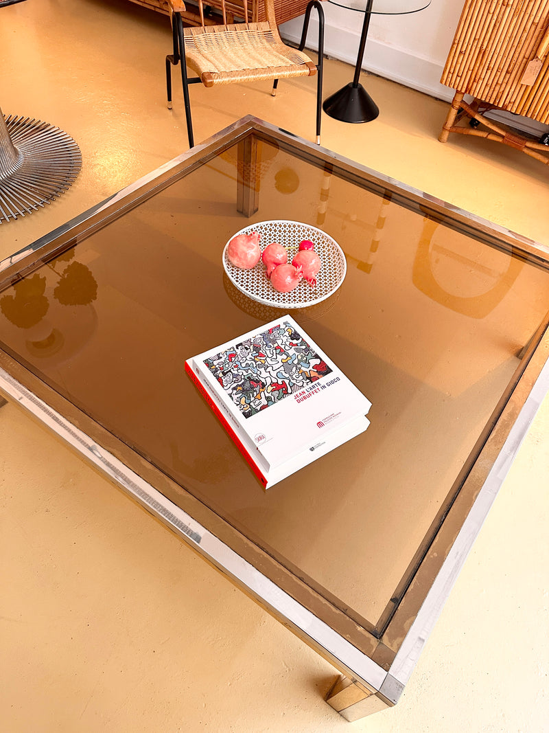 1960s Italian brass and chrome coffee table