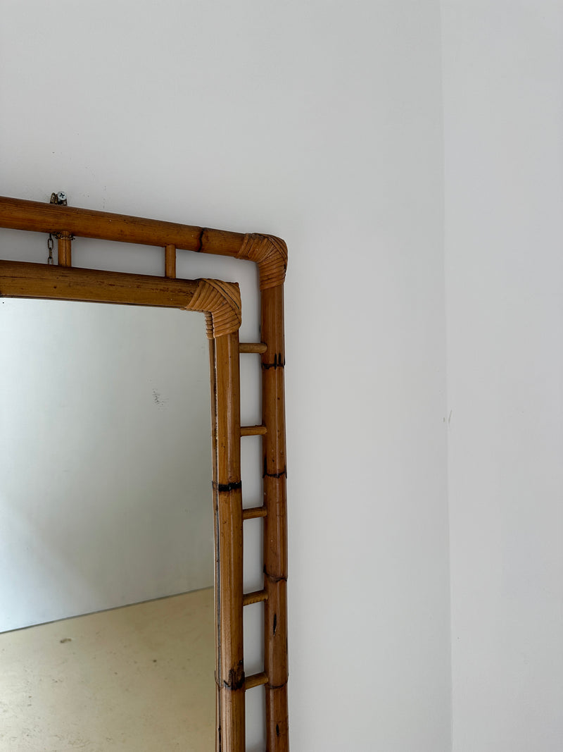 1950s Large Double edged Bamboo mirror