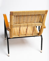 1950s Italian metal and rattan lounge chairs - one left