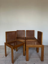 Set of oak and cane Italian chairs in the manner of Tobia Scarpa