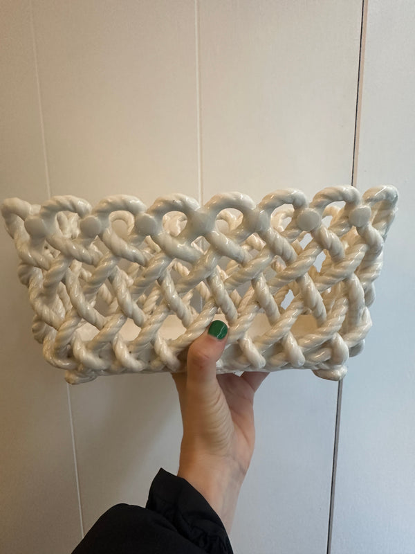 Ceramic Basketweave Planter - rectangle