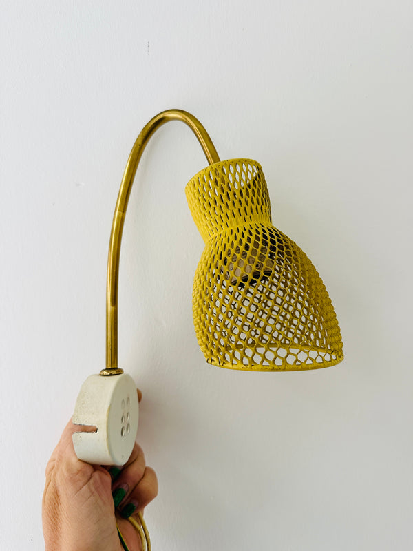 1950s Italian Brass mesh wall lights - yellow