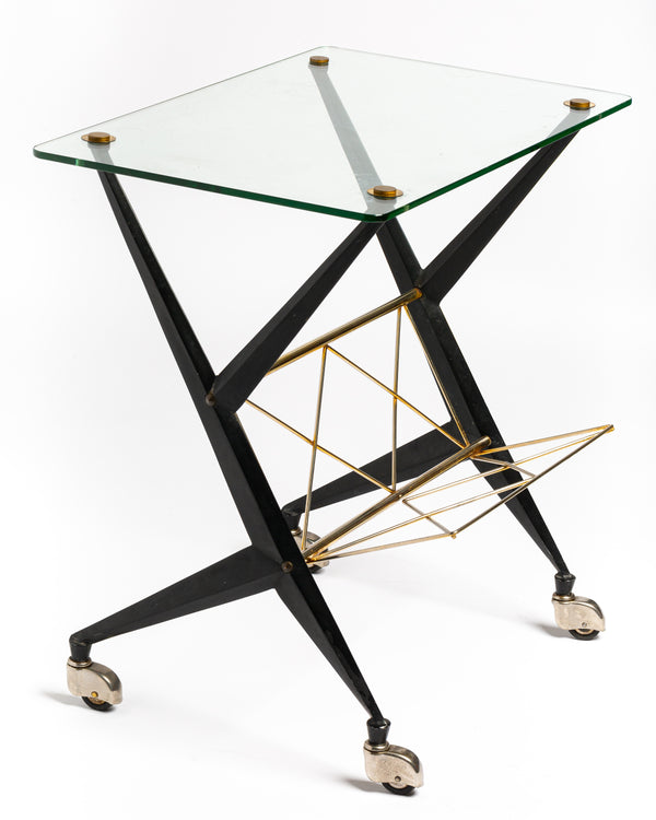 Angelo Ostuni 1950s Italian sidetable/serving cart.