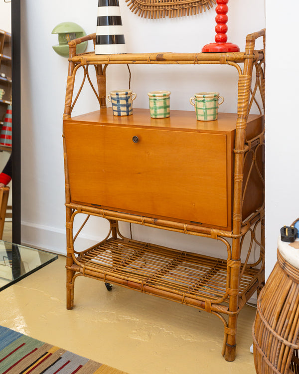 French Rivera 1950s Wood and Bamboo console / desk / sideboard