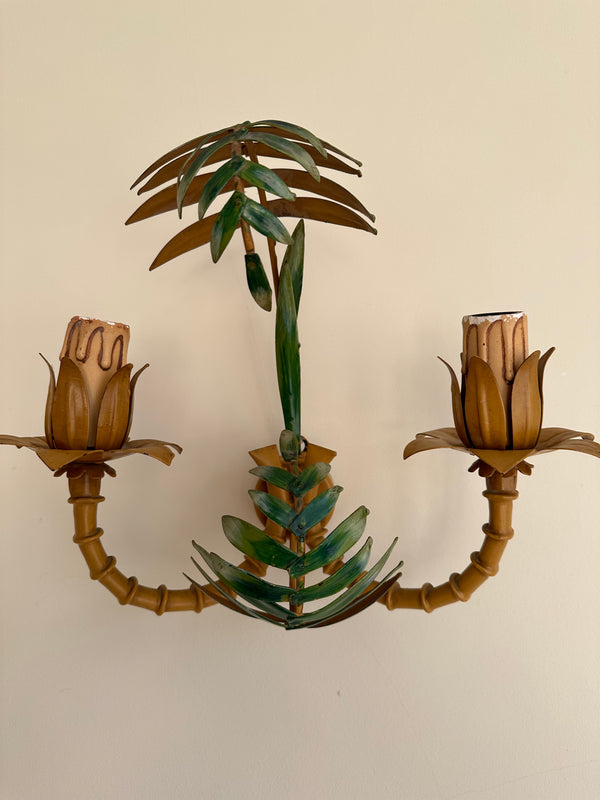 1950s Toleware Palm Wall lights