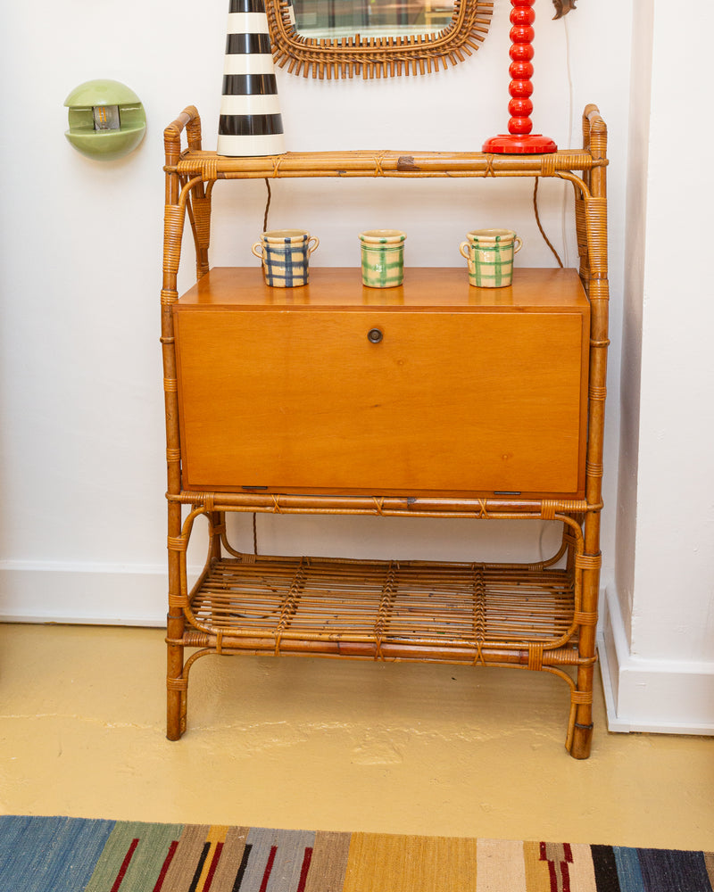 French Rivera 1950s Wood and Bamboo console / desk / sideboard