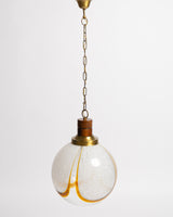 Large Murano, wooden brass pendant.