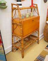 French Rivera 1950s Wood and Bamboo console / desk / sideboard