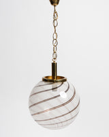 Pair of identical vintage Murano swirl pendant lights