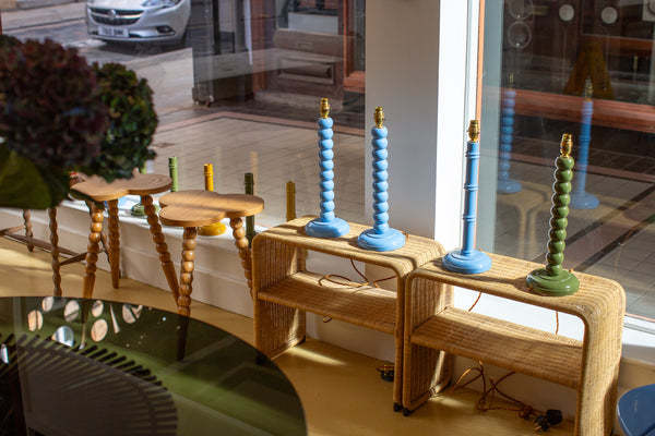 A pair of vintage rattan French bedsides/ side-tables - sold separately