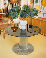 1970s Gastone Rinaldi Italian glass and chrome dining table