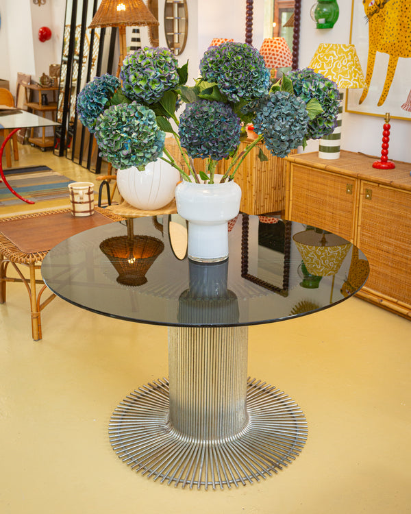 1970s Gastone Rinaldi Italian glass and chrome dining table