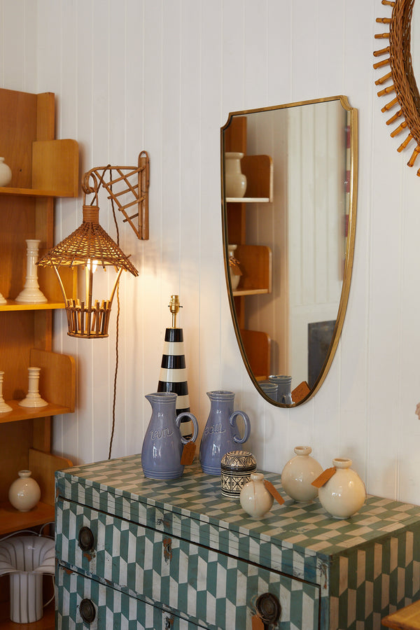 Gio Ponti 1950s Brass Shield Mirror