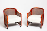 Pair of Giorgetti Faux bamboo and cane arm chairs