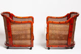 Pair of Giorgetti Faux bamboo and cane arm chairs