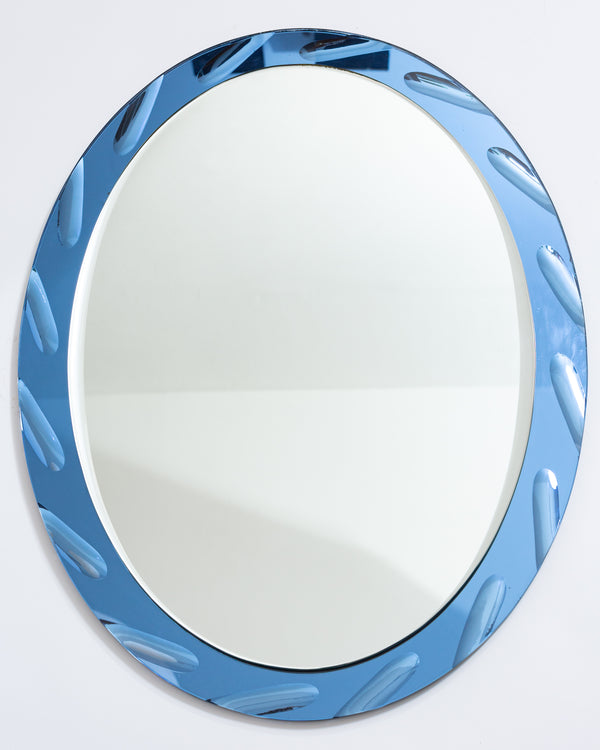 Fontana Arte Oval bevelled edge mirror.