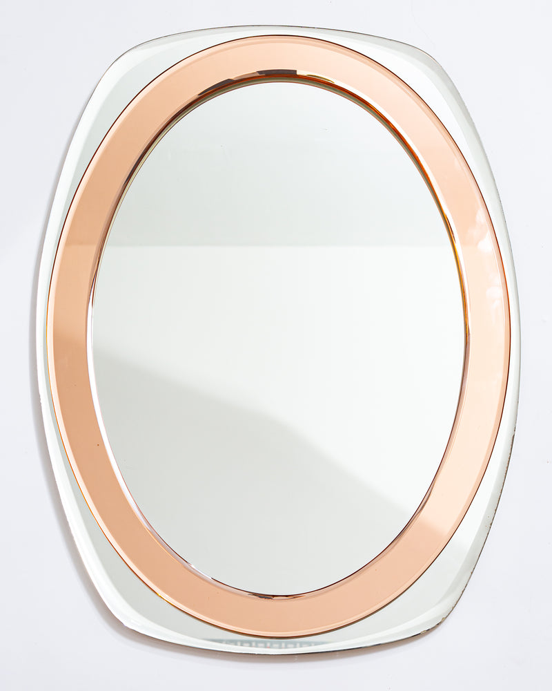 Cristal Arte Mirror peach mirror. c.1960s