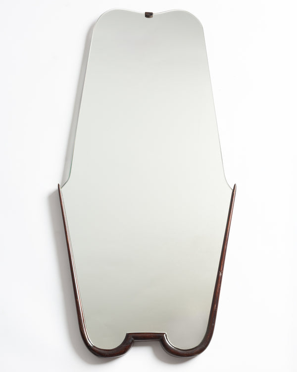 1950s Italian Mahogany Curved mirror
