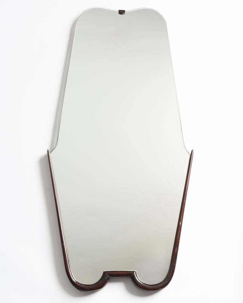 1950s Italian Mahogany Curved mirror