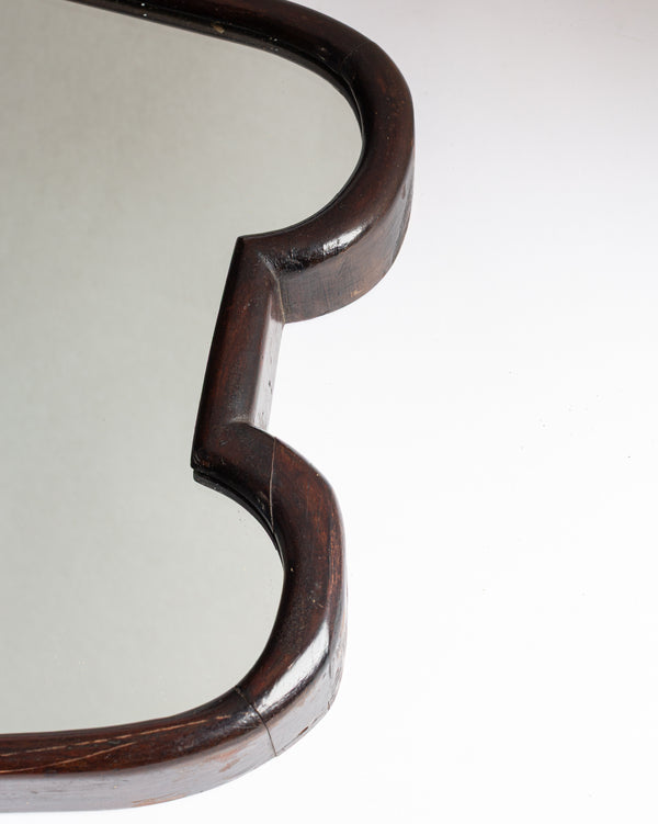 1950s Italian Mahogany Curved mirror