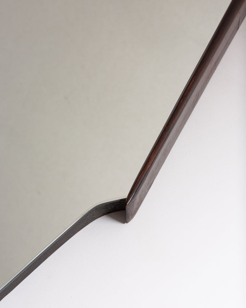 1950s Italian Mahogany Curved mirror