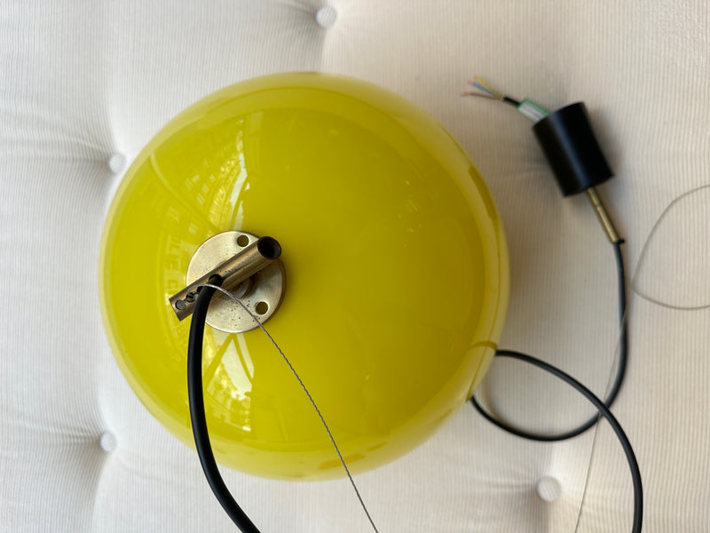 Chartreuse Yellow 1960s Italian glass pendant light