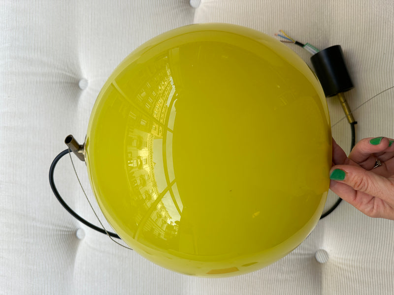 Chartreuse Yellow 1960s Italian glass pendant light