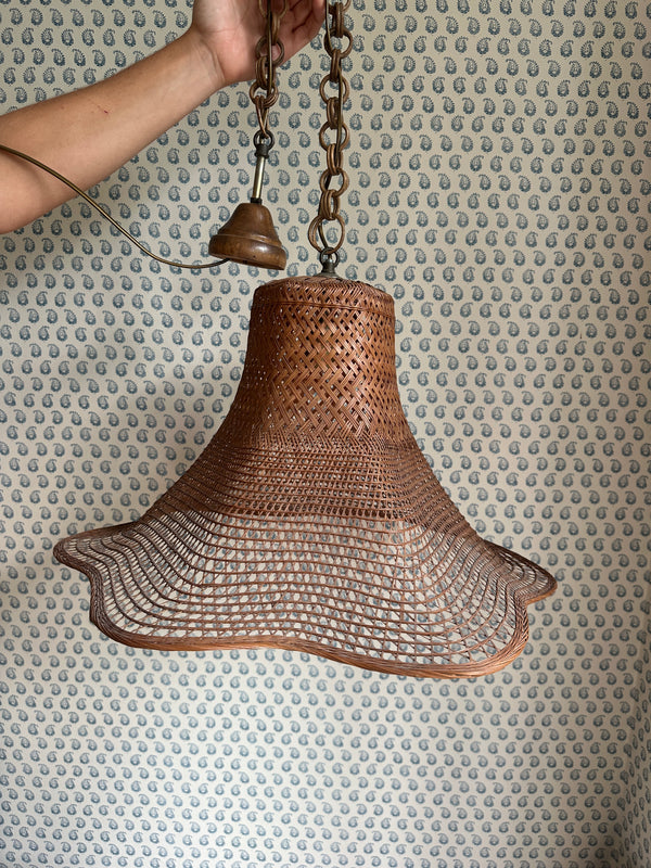 Vintage Italian rattan pendant light