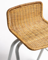1970s Italian rattan and Metal bar stools
