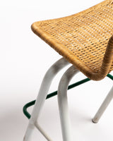 1970s Italian rattan and Metal bar stools
