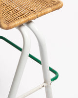 1970s Italian rattan and Metal bar stools